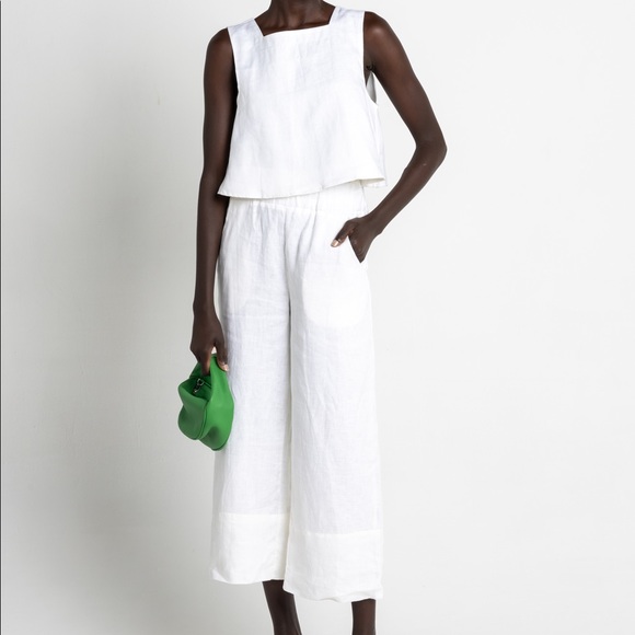 Kourt Tops - Kourt “Willow” Linen-Blend White Two-Piece Set M